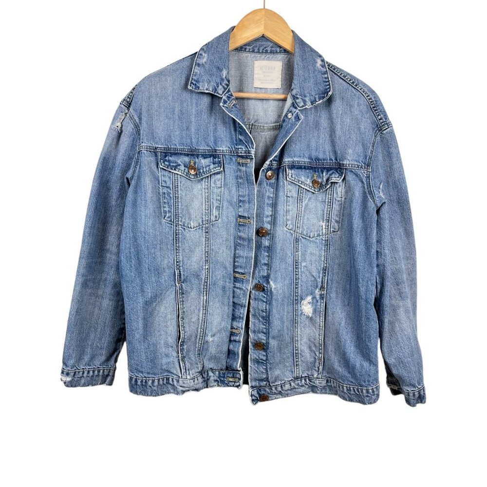 Zara Trafaluc distressed denim jacket 90s‎ relaxed size M